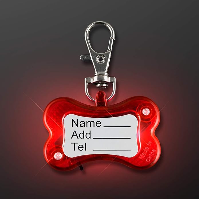 FlashingBlinkyLights Red LED Dog Bone Pet Safety Light