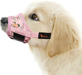 HEELE Dog Muzzle,Soft Nylon Muzzle Anti Biting Barking Chewing,Air Mesh Breathable Drinkable Adjustable Loop Pets Muzzle for Small Medium Large Dogs 4 Colors 4 Sizes (P-Pink Flower, XS)