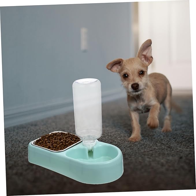 Detachable Automatic Pet Feeder and Water Dispenser for Dogs and Cats Bite-Resistant Easy Clean Hanging Design Blue Color for Indoor Use
