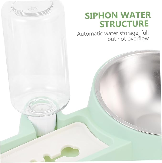 Automatic Stainless Steel Dog Food Dispenser Bowl with Anti-Skid Base - Dual and Water Container for Pets Lightweight and Safe Design Green Pet Feeder for Dogs and Puppies