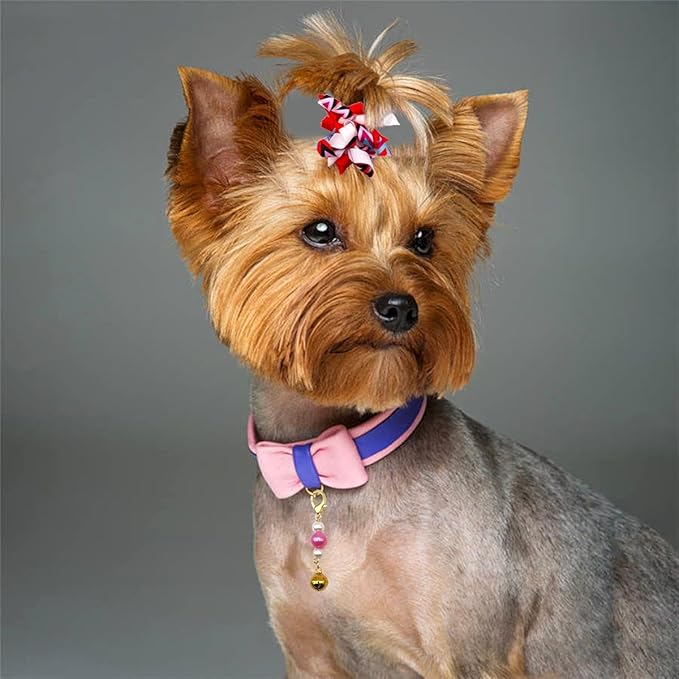 PET SHOW 20pcs/10pairs Curly Dog Hair Bows with Rubber Bands for Small Medium Dogs Spiral Puppy Swirl Topknot Cat Festival Hair Accessories Pet Favor Gift (Holiday Assorted)