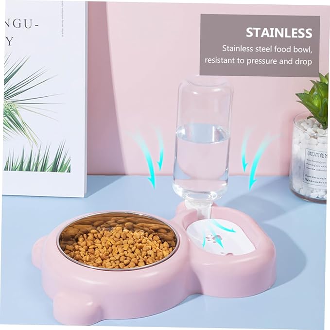Happyyami Dual Use Pet Feeder Bowl Dog Food and Water Bowl for Cats and Dogs Automatic Refill Easy Keeping Pet Food Fresh