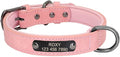 Custom Leather Dog Collar Personalized Small Dogs Collar Engraved Cat Pet Small Medium Large Dogs Collars for Pitbull Chihuahua Pink S