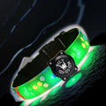 customerlized Personalized Dog Collar USB Rechargeable, Waterproof airtag Holder LED Light Up Dog Collar Adjustable Soft Silicone Collar for Medium Large Dogs (Green PRO, S(7.87-11.8"))