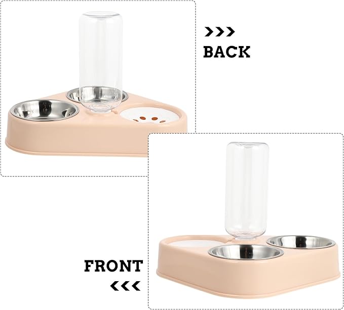 Automatic Pet Water Dispenser with Removable Stainless Steel Bowls Non-Slip Silicone Base Cat Dog Feeding Station Capacity Easy to Clean and Assemble