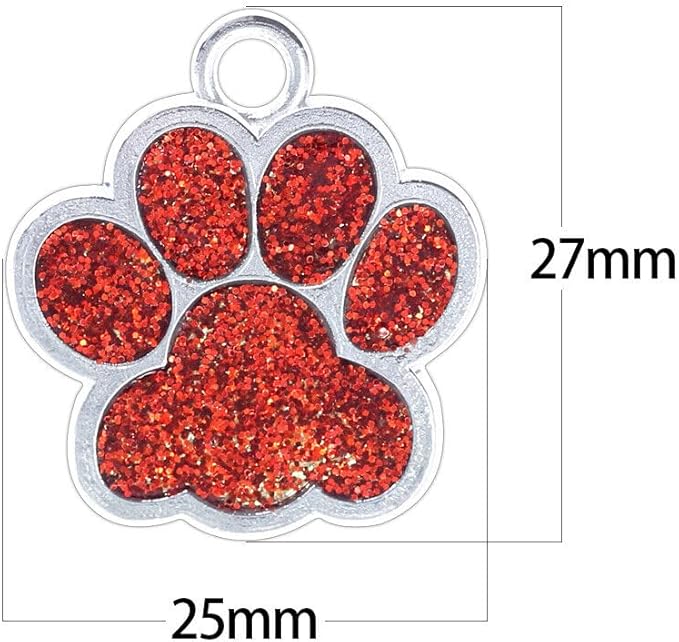 Cute Personalized Pet Name Tags - Glitter Custom Pet ID, Dog ID Tags Engraved, Paw-Shaped Small: Green