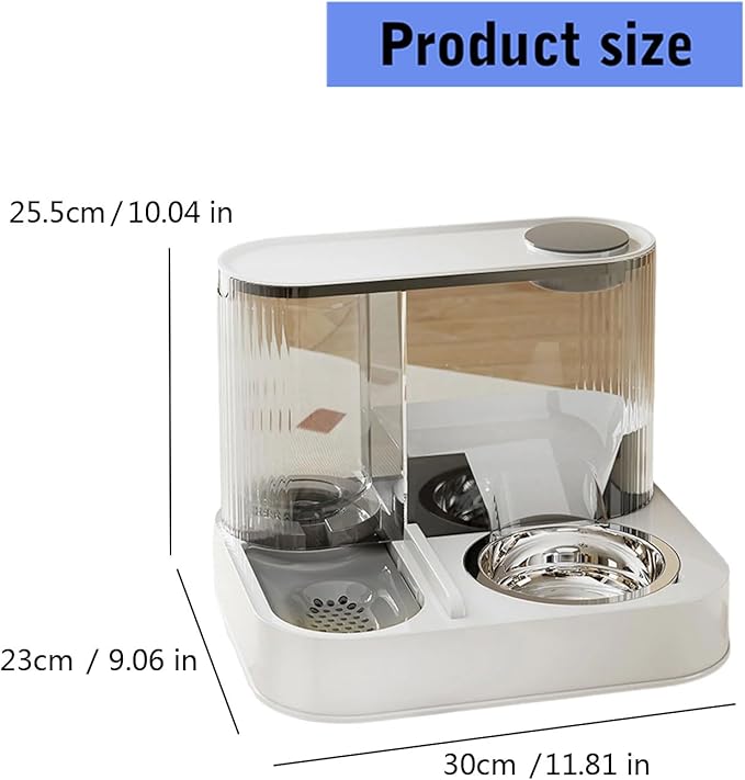 Pet Feeders and Water Dispenser, Removable Stainless Steel Bowl and Automatic Water Dispenser, Pet Feeder Waterer, Food Container Bowl Water-Fountain for Cats Dogs