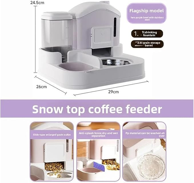 Pets Bowl, Pets Food Dish, Automatic Feeder and Water Dispenser, Anti-Tipping, for Pets Pet Supplies(Brown)