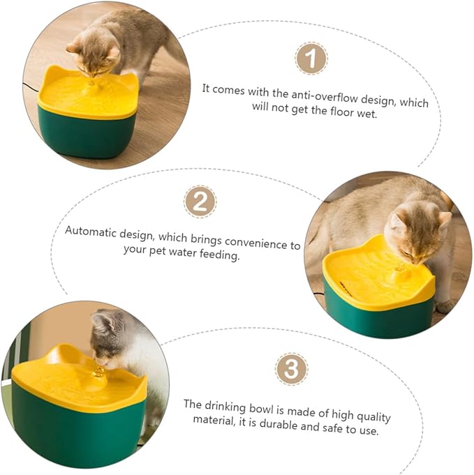 Mipcase 2pcs Automatic Pet Water Bowl Cat Ear Design Convenient Electric Drinking Fountain for Cats and Dogs Silent Household Pet Water Feeder Random