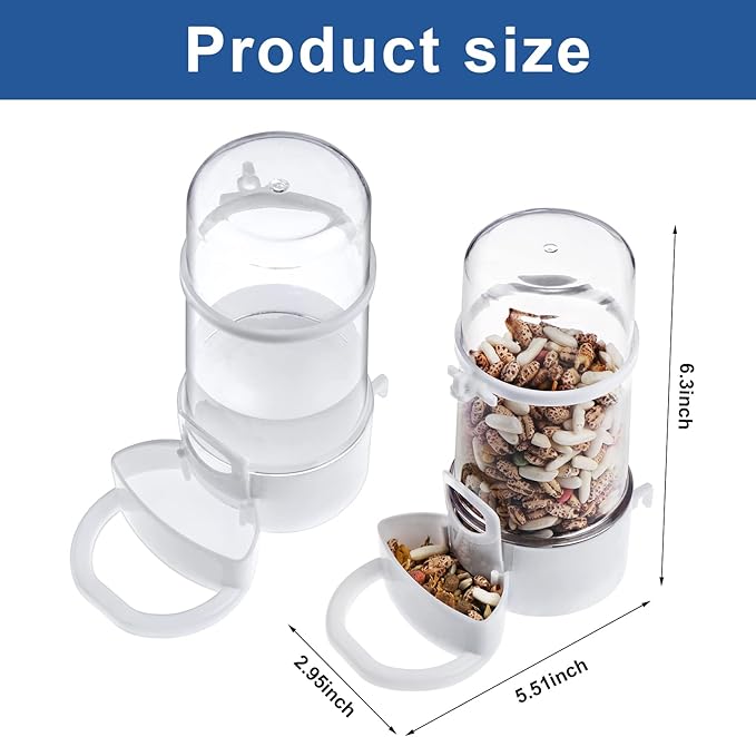 2 Packs Pet Feeder and Waterer, Self Dispensing Automatic Hamster Feeder, Food and Water Dispenser Set,Small Animal Dog Cat Pet Food Bowl, for Dogs Cats Pets Animals, 16x14cm, Blue (Clean)