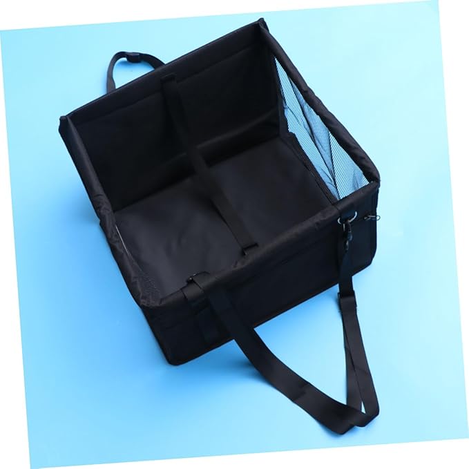 Breathable Mesh Dog Car Seat with Design Safety Leash and Thick Support Rods for Pet Travel Compatible with Harnesses Black Color(Black)