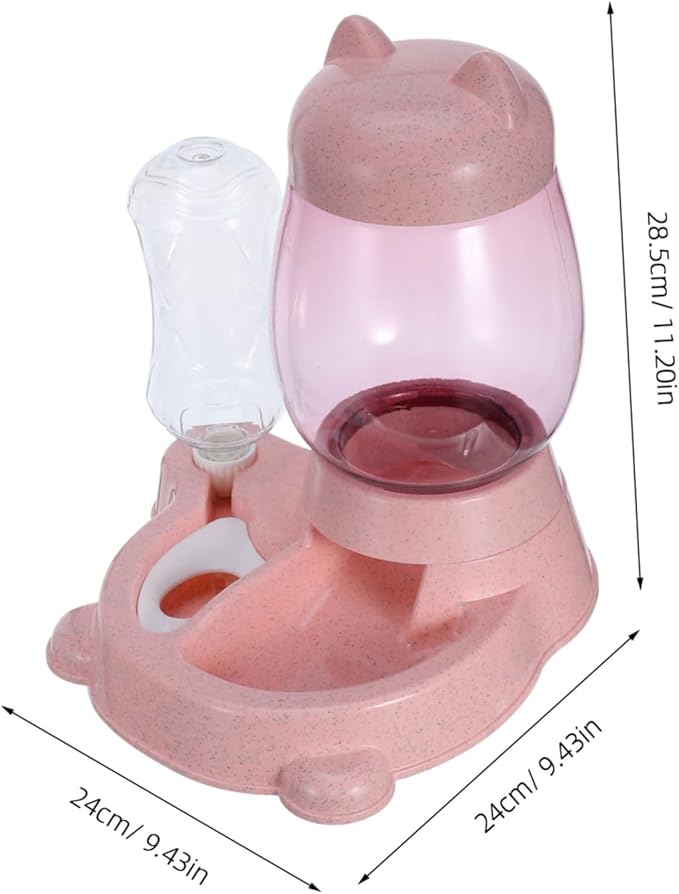 FRCOLOR Automatic Cat and Dog Water Feeder Cat Ear Design Convenient Pet Water Dispenser Capacity Smooth Surface Safe Material Pink