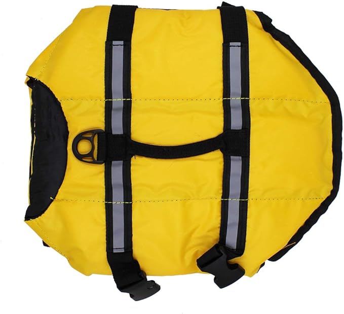 Dog Life Jacket Easy-Fit Adjustable Belt Pet Saver Swimming Safety Swimsuit Preserver with Reflective Stripes for Doggie (XS, Yellow)