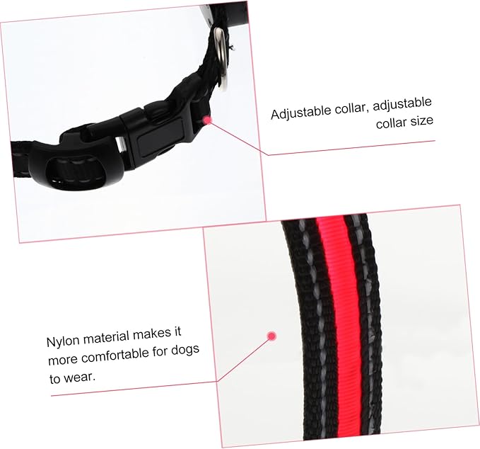 VANZACK 1Set Luminous Pet Dog Collar with USB Charging Flashing LED Collar for Safety During Fits Dogs Up to Comfortable and Durable Design