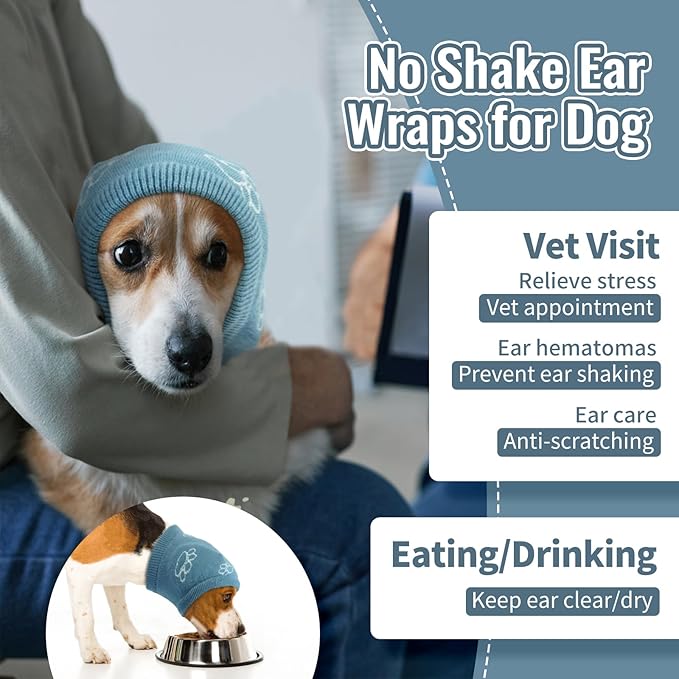 Nanaki Dog Hats Dog Calming Hoodie Dog Ear Covers Dog Head Cover Dog Ear Protector Hematomas Ear Wraps for Dogs No Shake Ear Wrap Dog Dog Ear Muffs Noise Protection, Fireworks, Grooming, Thunderstorm