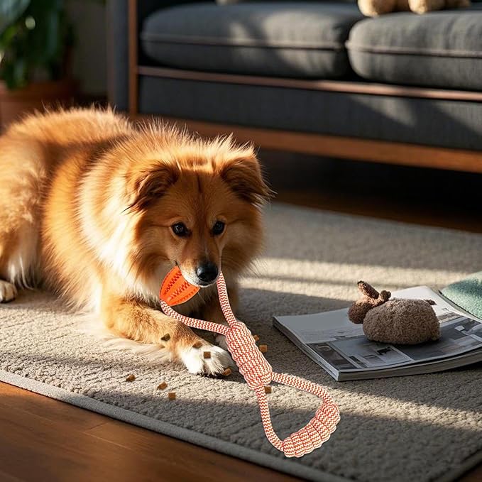 Dog Rope Ball Toy - Large Breed Dog Toy | Pet Interactive Rope Ball | Ropes Balls Dogs Large Breed | Interactive Food Dispenser String | Cotton Knot, Pet Chew Supplies for Easy Throwing