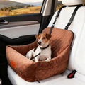 Dog Car Seat for Small Dogs, Fully Detachable and Washable Pet Booster Car Seats, Pet Travel Home Bed Ultra Soft Fabric, Adjustable Straps,Easy to Install, Brown