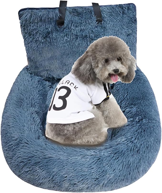 Portable Pet Car Seat - Soft Detachable Dog Booster Seat, Large Console Pet Safety Car | Washable Plush Dog Bed with Leash and Strap, Fits Cars, Trucks, SUVs, Pickup Vehicles