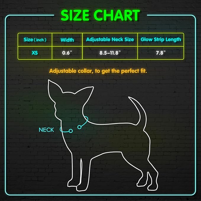 BSEEN Adjustable LED Dog & Cat Collar - Rechargeable, Small Breeds, Green, 8.5-11.8 inches, Nylon, Lightweight, Reflective, 2 Flash Modes