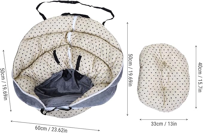 Pet Booster Car Seat, Comfortable All Seasons Universal Portable Small Puppy Car Carrier Bed for Travel Camping Safe Cozy PP Cotton Material 60x50x50cm