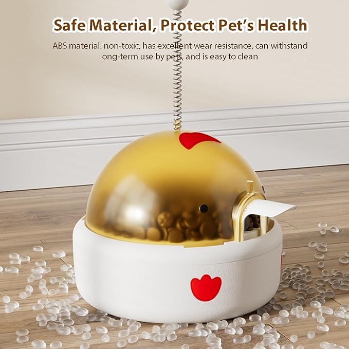 Pet Food Dispenser Interactive Training for Cats and Dogs Feeding Device, Self Soothing and Soothing Sound Toy (Yellow)