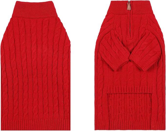 Small/Medium Dog Sweater, Warm Dog Winter Coat w/Sleeves, Comfortable High Neck Premium Dog Clothes for Golden Retriever-Best for Holidays, Daily Walks XXL Red