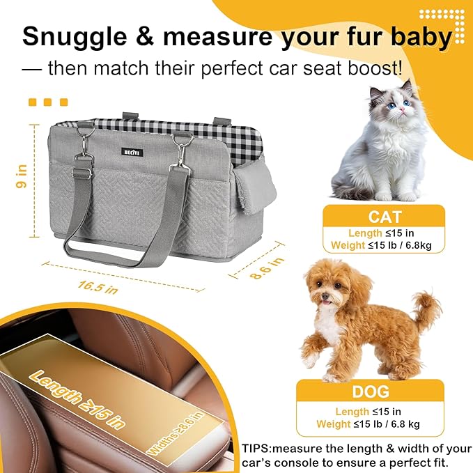 Console Dog Car Seat for Small Dogs Cats Portable Cat Travel Litter Box with Lid and 10 Pcs Disposable Liner Bags