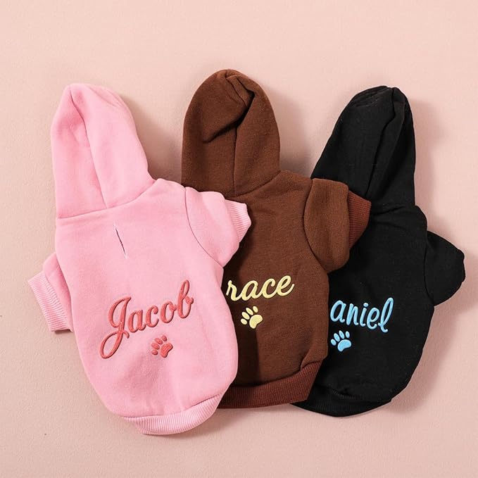 Personalized Dog Hoodie with Name, or Embroidered Puppy Sweater, Warm Winter Pet Sweatshirt, Cute Outfit for Small Dogs, Gift for Dog Lovers 3