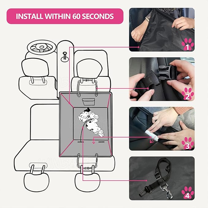Medium Dog Car Seat - Scratchproof Waterproof Booster Seat for Large Dogs, SUVs, Cars & Trucks - 19" x 23" x 19"