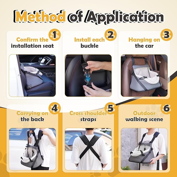 WOYYHO 1-7 lbs Tiny Dog Car Seat for Teacup Yorkie Luxury PU Leather Dog Booster Seat for Small Animals Cats Bunny Lizard Guinea Pigs with Safety Belt, Soft Flannel Lining, Adjustable Height