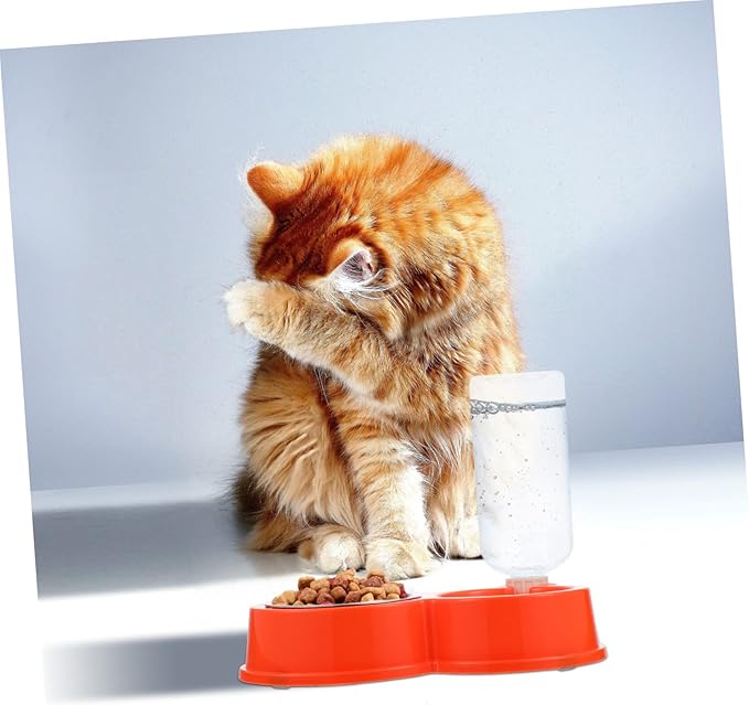 1pc Automatic Cat Water Dispenser and Food Bowl Non-Slip Pet Feeder for Dogs and Cats Easy to Clean Made from Food-Grade Material Orange