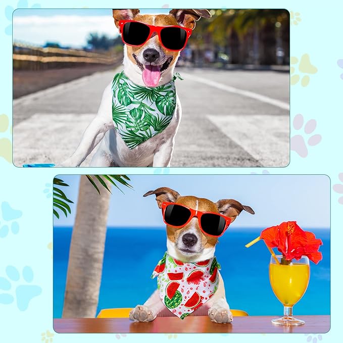 Amylove 120 Pcs Dog Bandanas Bulk Holiday Triangle Dog Pack Puppy Kerchief Bandana Adjustable Pet Scarf for Pet Cat Costume Accessories Decor(Flower)