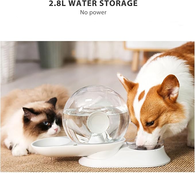 2.8L Pet Water Dispenser Shape Automatic Drinking Fountain Waterer Feeder Bowl Dispenser Automatic Cat Feeder Dog Feeder for Cats Dogs Puppy Non Slip Design(Grey)(Blue)