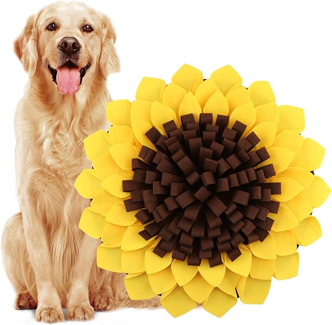 Snuffle Mat for Dogs, Pet Feeding Mats Puppy Sniffing Pad 20x20inch, Sunflower Shaped Snuffle Mat, Cat Doggies Interactive Toys for Multiple Breeds Training and Stress Release