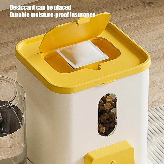 Pet Feeder and Water Dispenser Set – Electric Hydration Fountain with Food Container | Auto Feeding System for Cats Dogs Travel Dorm Home Hotel School Daily Meal Water Routine
