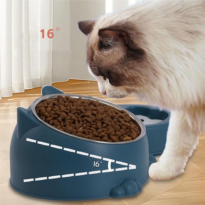 Dog Bowl with Automatic Water Bottle Practical Pets Water and Food Bowl Set for Small Medium Dogs Puppy- Blue
