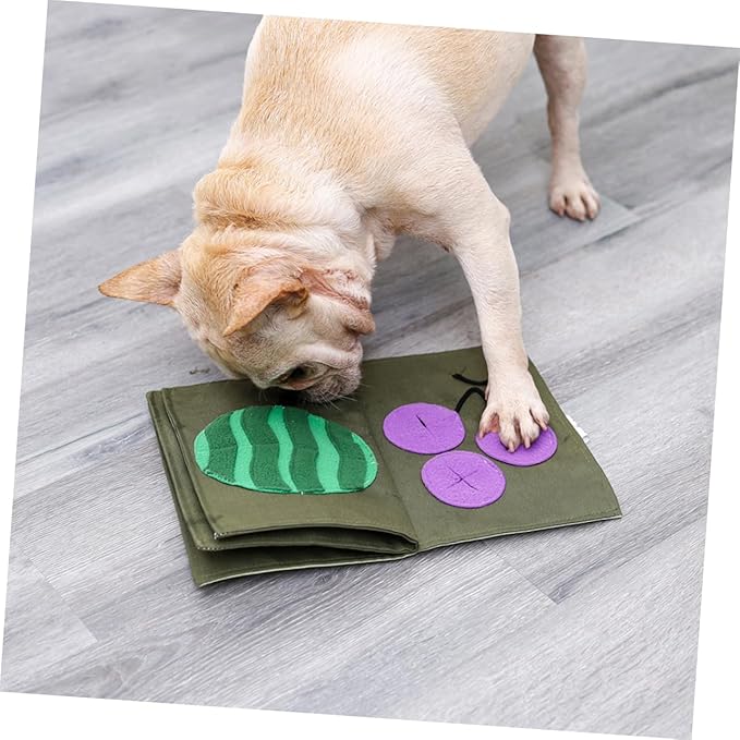 ibasenice Interactive Dog Feeding Book Toy Pet Food Dispenser Blanket for Nose Work Training Durable Soft Engaging Puzzle for Mental Stimulation Design for Fun