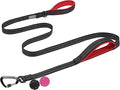 VIVAGLORY Dog Leash Lighthook Double Handle Dog Leash with Traffic Handle & Locking Carabiner for Walking & Training, Traffic Control Lightweight Carabiner for Puppy Pet, 4ft x 1in, Black