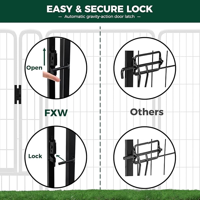FXW Rollick Unleashed Dog Playpen for Indoor, Yard, RV Camping, 40 inch 24 Panels for Medium and Large Dogs, Black│Patented