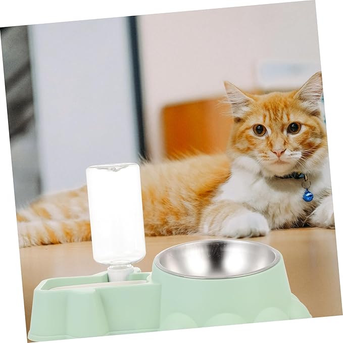 BESPORTBLE Automatic Pet Feeder Stainless Steel Dog Bowl Dual Food and Water Dispenser for Dogs and Puppies Bite and Shatter Resistant Green Design for Convenient Feeding