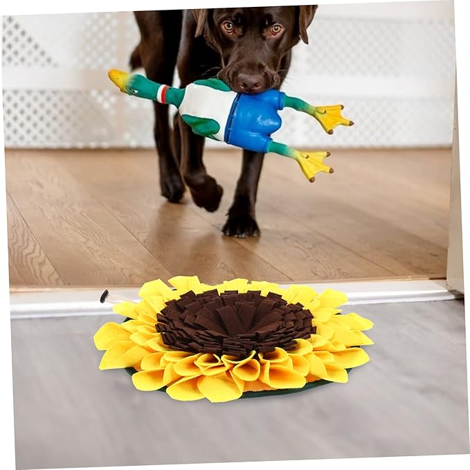 POPETPOP Sunflower Snuffle Mat for Dogs Wear-Resistant PET Feeding Mat Interactive Foraging Training Blanket Decorative Slow Feed Pad for Dogs and Cats Reduces Boredom Indoor Outdoor Use