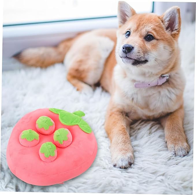 Dog Sniffle Mat for Foraging and Training Interactive Strawberry Design Puzzle Toy for Dogs and Cats Sniffing Skills Reduces Boredom and Stress