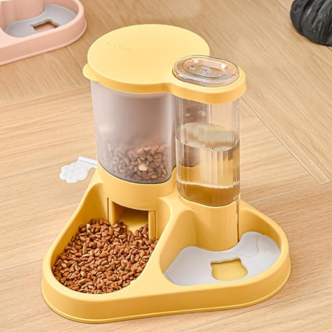 Automatic Dog Feeder Waterer, Food, Large Capacity Transparent with Slip Pad, Multipurpose Feeder for Dogs Puppies Cats, Includes Food Storage Compartment