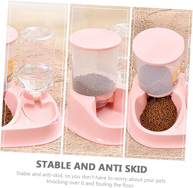 GANAZONO Automatic Cat and Dog Water Dispenser Feeder Dual Bowl Design for Easy Feeding Removable and Easy to Clean for Pet Owners and Stores and Break-Resistant Large Capacity Pink