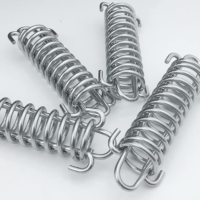 Stainless Steel Dog Leash Shock Absorbing Spring by SUUJI - 4 Pcs Dog Cable Tie Out Buffer Spring for Run Or Training,Heavy Duty Tent Rope Fixed Buckle Tensioner for Outdoor Hiking Camping