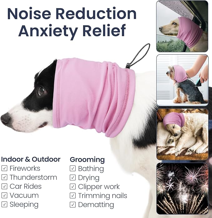 Nanaki Dog Calming Hoodie,3rd Gen Anti-Slip Hematomas Ear Wraps for Dogs Ear Covers,Adjustable Doggy Head Muffs Noise Protection,Fireworks Ear Protector Pet Grooming Ear Cover Pet Head Wrap Snood