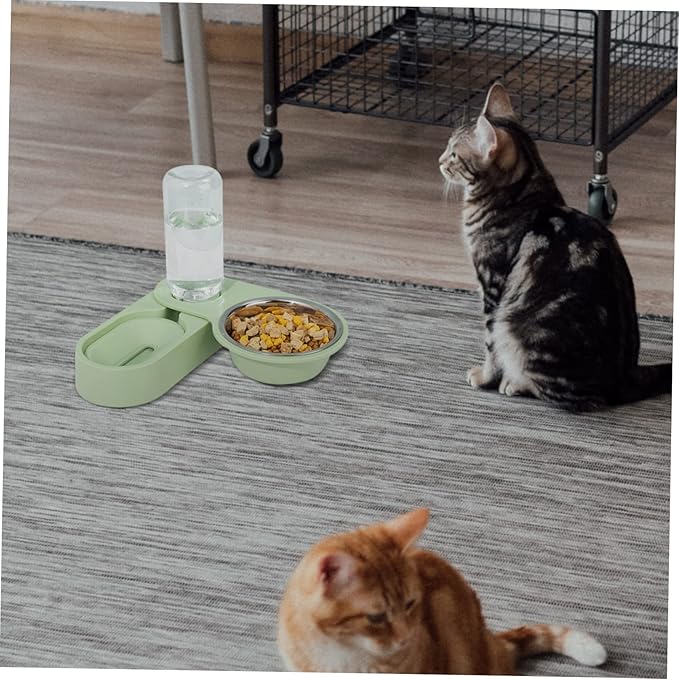 Automatic Pet Feeder Dual Bowls Rotating Wall Corner Design Easy Cats and Dogs Non-Leak Practical Pet Feeding