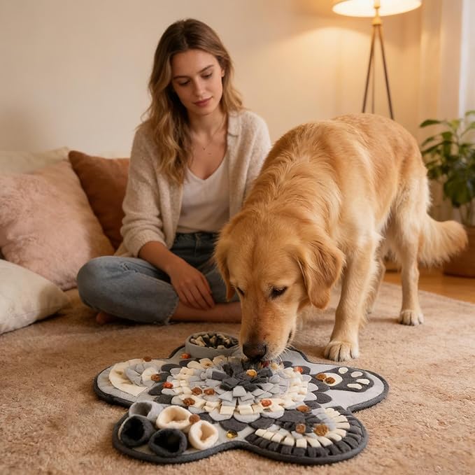 Snuffle Mat for Dogs, Interactive Foraging Design, 60x60x3cm, Puppy Foraging Toy, Interactive Dog Food Pad, Slow Feeding Benefits, for Repeated Indoor Play in Apartments, Homes, Offices, Living Rooms