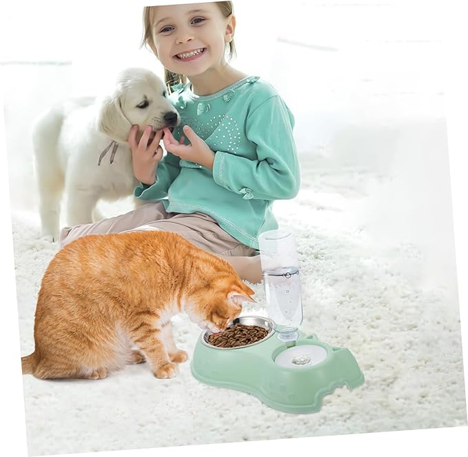 POPETPOP 1Set Detachable Pet Feeder for Cats Dogs Automatic Food and Water Dispenser Material Easy to Design Convenient Dual Feeding