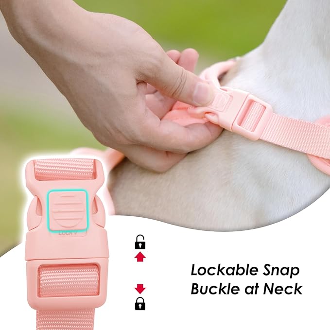 No Pull Dog Harness, Puppy Vest with Front Clip for Small Medium Large Sized Dog(Light Pink,XL)